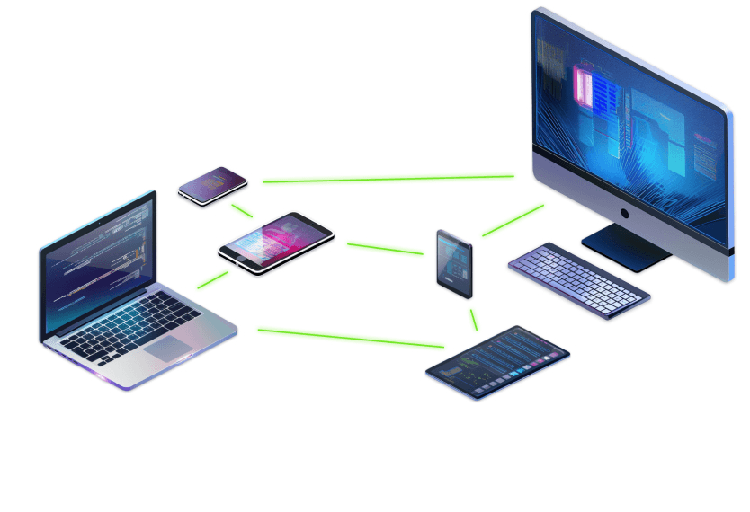 a diagram of devices connected peer to peer